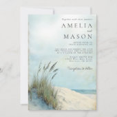 Coastal Dune Sea Grass Beach Wedding Invitation Einladung (Vorderseite)
