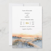 Coastal Dunes Golden Sunset Abend Beach Hochzeit Einladung (Vorderseite)