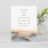 Coastal Dunes Golden Sunset Abend Beach Hochzeit Einladung (Stehend Vorderseite)