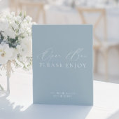 Coastal Dusty Blue & White Open Bar Wedding Sign