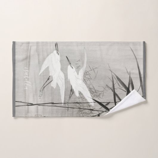 Coastal Egret Asian Art Badhandtuch Set (Handtuch)