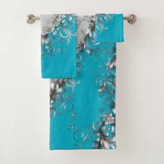 Coastal Elegance Grey Turquoise Towel Set
