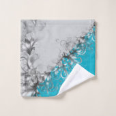 Coastal Elegance Grey Turquoise Towel Set (Waschlappen)