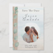 Coastal Eucalyptus Save The Date Einladung (Vorderseite)