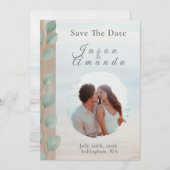 Coastal Eucalyptus Save The Date Einladung (Vorne/Hinten)