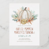 Coastal Fall Geburtstag - Kürbis & Muscheln  Folieneinladung (Vorderseite)