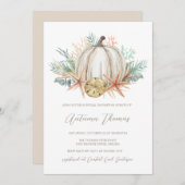 Coastal Fall Pumpkin & Seashells Brautparty Einladung (Vorne/Hinten)