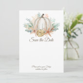 Coastal Fall Pumpkin & Seashells Save the Date Einladung (Stehend Vorderseite)