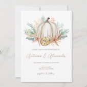 Coastal Fall Pumpkin & Seashells Wedding Einladung (Vorderseite)