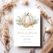 Coastal Fall Pumpkin & Seashells Wedding Einladung
