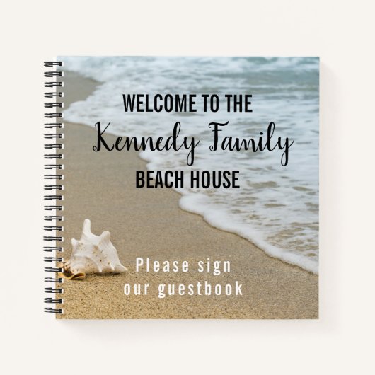 Coastal Family Beach House Welcome Guest Book Notizblock (Vorderseite)