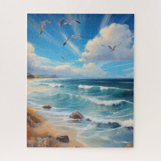 Coastal Flight Shoreline Seagulls Puzzle (Vertikal)