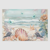 Coastal Floral Seagulls & Seashells Decoupage  Seidenpapier (Vorderseite)