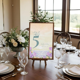 Coastal Floral Wedding Reception Table Number Dankeskarte