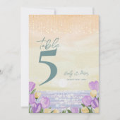 Coastal Floral Wedding Reception Table Number Dankeskarte (Vorderseite)