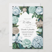 Coastal Fog/Seafoam Tint & Driftwood Beige Wedding Einladung (Vorderseite)