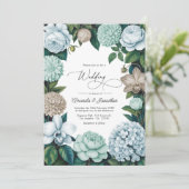 Coastal Fog/Seafoam Tint & Driftwood Beige Wedding Einladung (Stehend Vorderseite)