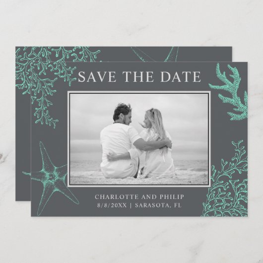 Coastal-Foto Hochzeit Speichern Sie die Datumskart Save The Date (Vorne/Hinten)
