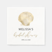 Coastal Gold Seashell Black Brautparty Napkins Serviette (Vorderseite)