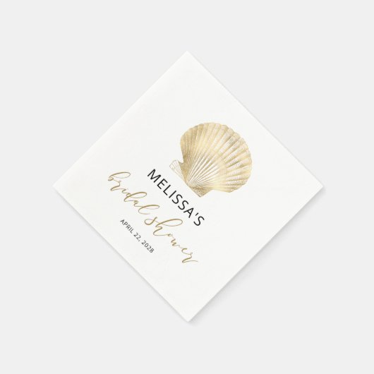 Coastal Gold Seashell Black Brautparty Napkins Serviette (Ecke)