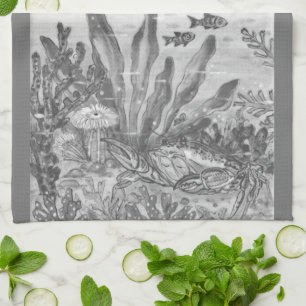 Coastal Grau Crab Sea Life Ocean Fish Beach Geschirrtuch