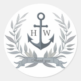 Coastal gray Hochzeit danke Runder Aufkleber