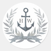 Coastal gray Hochzeit danke Runder Aufkleber (Vorderseite)