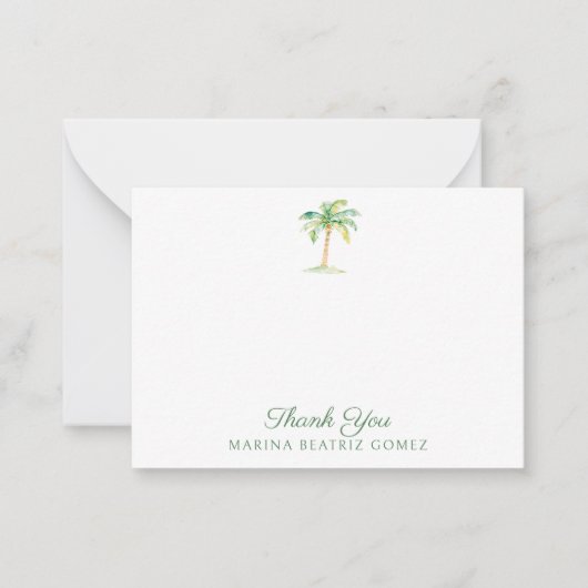 Coastal Green Cabana Streifen Palm Tree Vielen Dan Mitteilungskarte (Vorderseite)