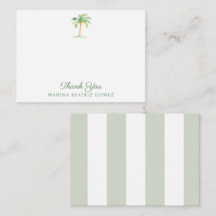 Coastal Green Cabana Streifen Palm Tree Vielen Dan Mitteilungskarte