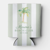 Coastal Green Cabana Stripes Palm Beach Club Dosenkühler (Vorderseite)
