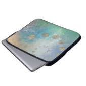 Coastal Grunge | Gold in blau und grün Laptopschutzhülle (Vorne Knopf)