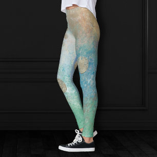 Coastal Grunge Gold in blau und grün Leggings