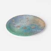 Coastal Grunge | Gold in blau und grün Pappteller (Schrägansicht)