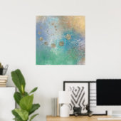 Coastal Grunge | Gold in blau und grün Poster (Heimbüro)