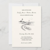 Coastal Hand Drawn Black & White Wedding Einladung (Vorderseite)