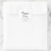 Coastal Hand Drawn Black & White Wedding Quadratischer Aufkleber (Tasche)