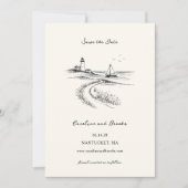 Coastal Hand Drawn Black & White Wedding Save The Date (Vorderseite)