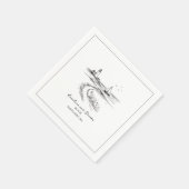 Coastal Hand Drawn Black & White Wedding Serviette (Ecke)