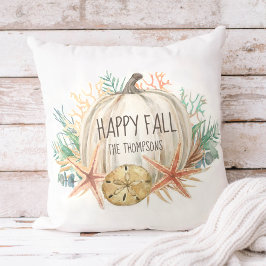 Coastal Happy Fall Pumpkin Muscheln Kissen
