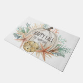 Coastal Happy Fall Pumpkin Seashells Fußmatte (Schrägansicht)