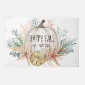 Coastal Happy Fall Pumpkin Seashells Fußmatte (Vorderseite)