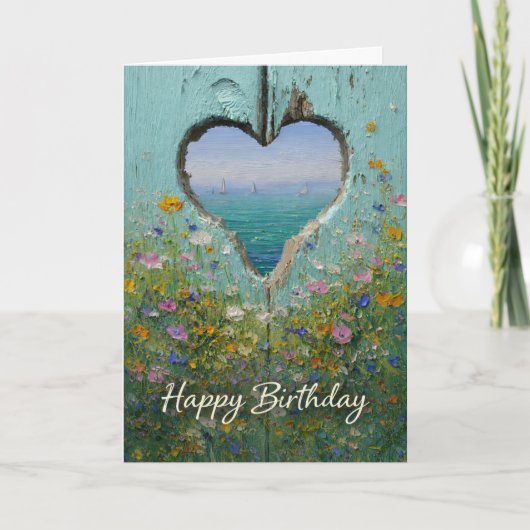 Coastal Heart Wildflower Happy Birthday Greeting  Karte (Vorderseite)