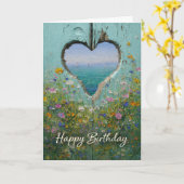 Coastal Heart Wildflower Happy Birthday Greeting  Karte (Gelbe Blume)