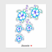 Coastal Honu Hawaiian Turtles Aufkleber (Blatt)