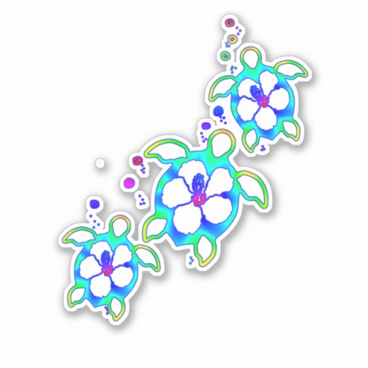 Coastal Honu Hawaiian Turtles Aufkleber (Vorderseite)