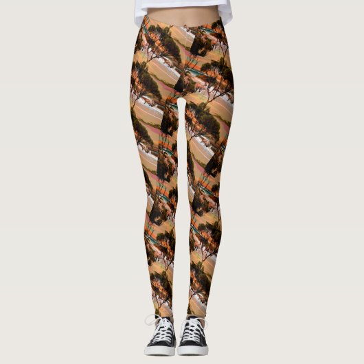 "Coastal Hops: Kangaroos an der Küste des Öls" Leggings (Vorderseite)