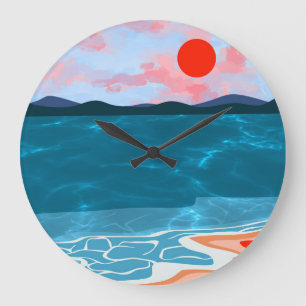 Coastal Hues Große Wanduhr