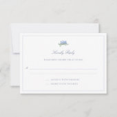 Coastal Hydrangea Formal Classic Blue Wedding RSVP Karte (Vorderseite)