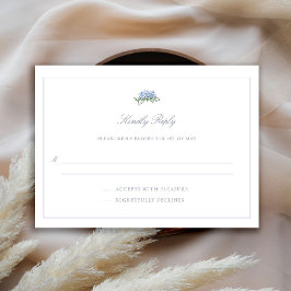 Coastal Hydrangea Formal Classic Blue Wedding RSVP Karte