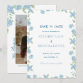 Coastal Hydrangea Save the Date  Einladung (Vorne/Hinten)